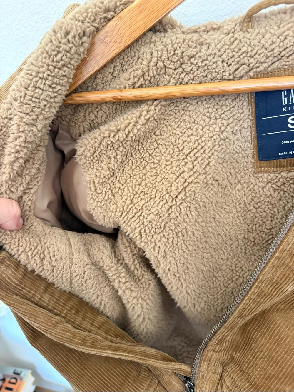 GAP Kids Brown Corduroy Sherpa-Lined Puffer Jacket
